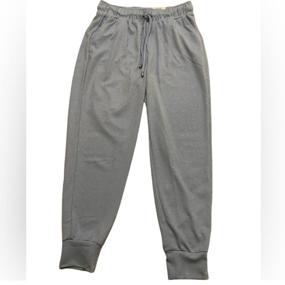 International Concepts $80 NWT High Rise Jogger Pretty Peri Blue Metallic M - Picture 6 of 9